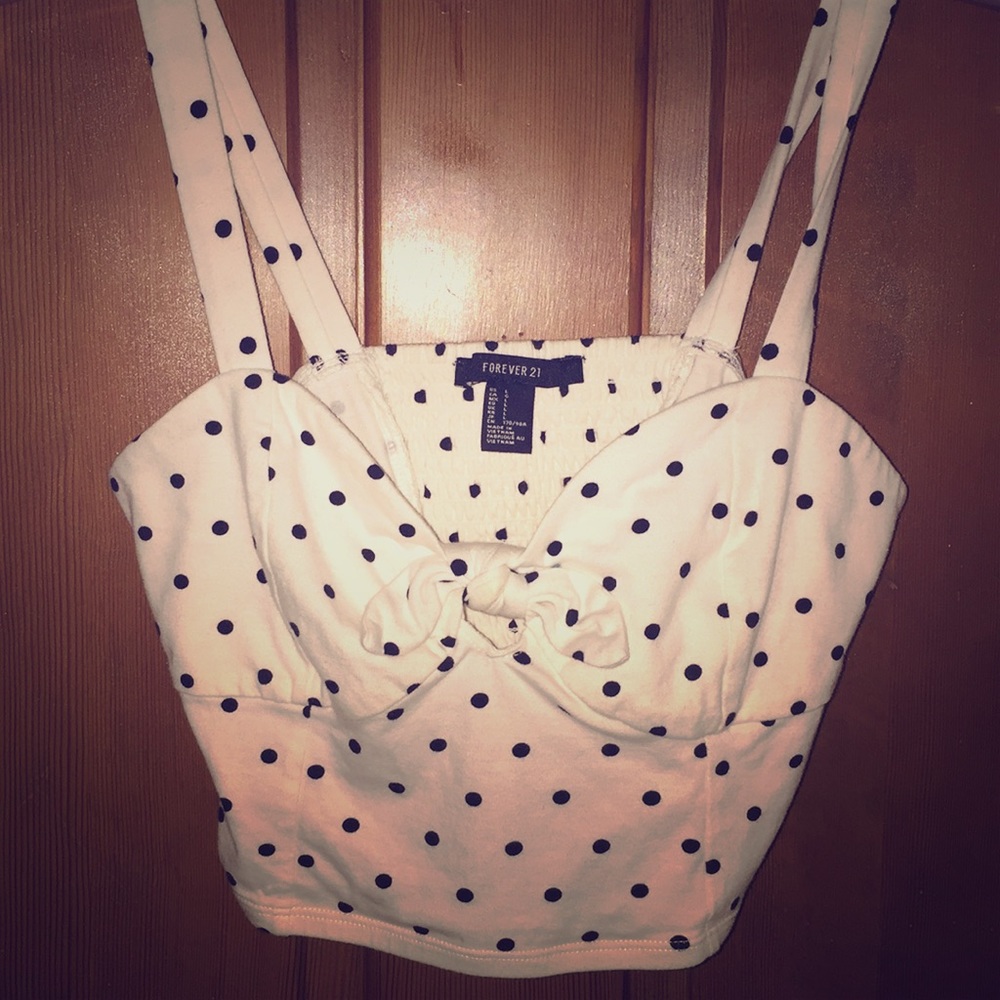 White and Black Polka Dot Crop Top